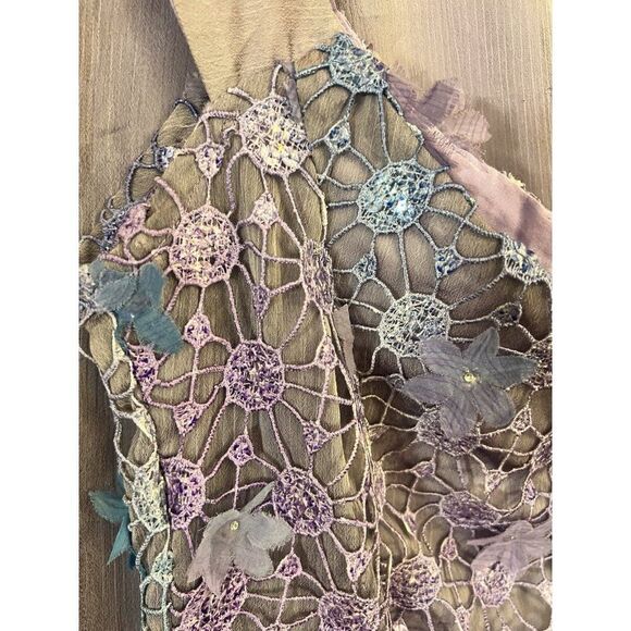 Vtg 2Pc Y2K Handmade Skirt Prom Goth Fairy Beaded‎ Witch Sheer Crochet Size 4-6 - Picture 4 of 14